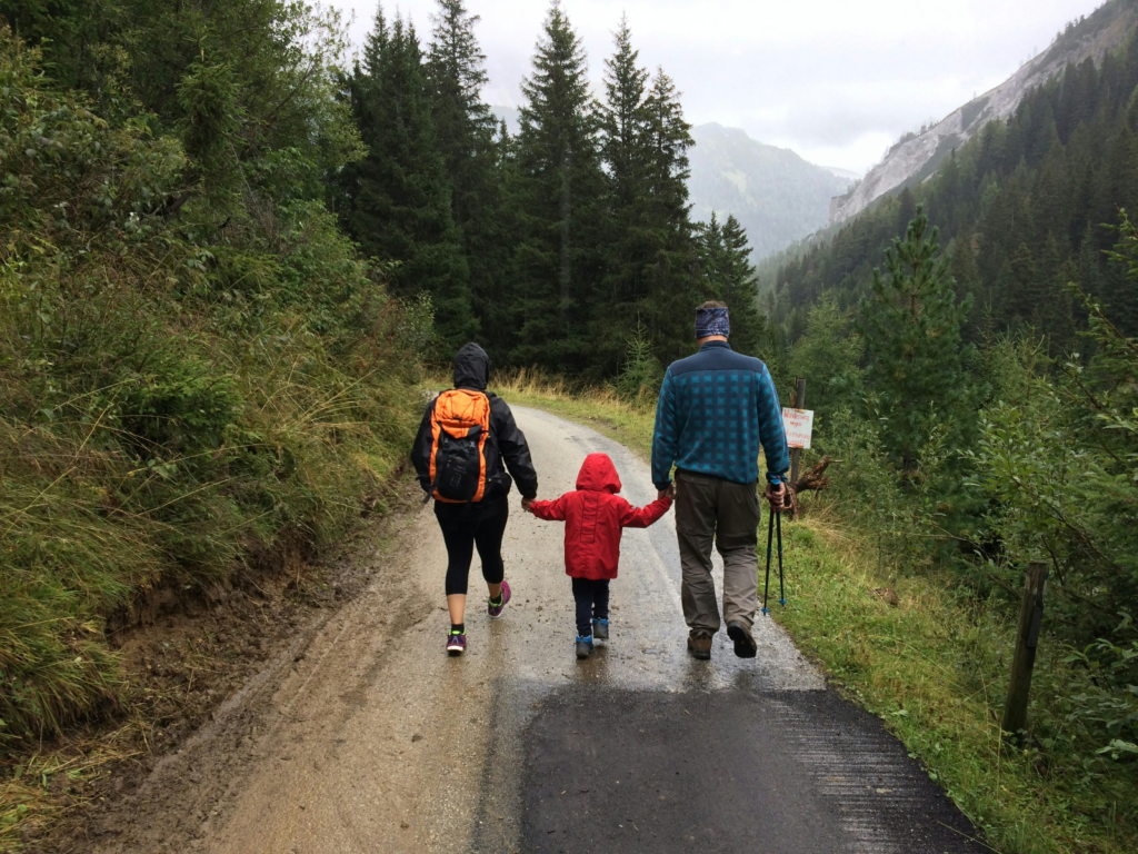 Family walking outdoors together